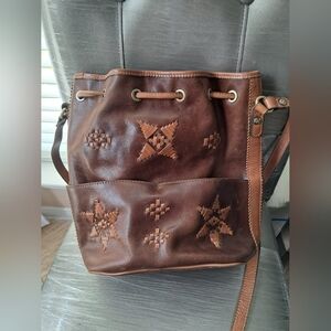 Patricia Nash Brindisi Distressed Leather Drawstring Tote Bag